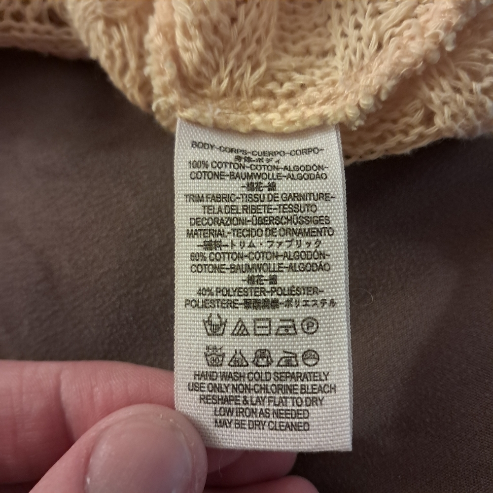 Free People Sweater Tunic Women's Small S Yellow Open Knit Oversized Boho Loose - Picture 7 of 10